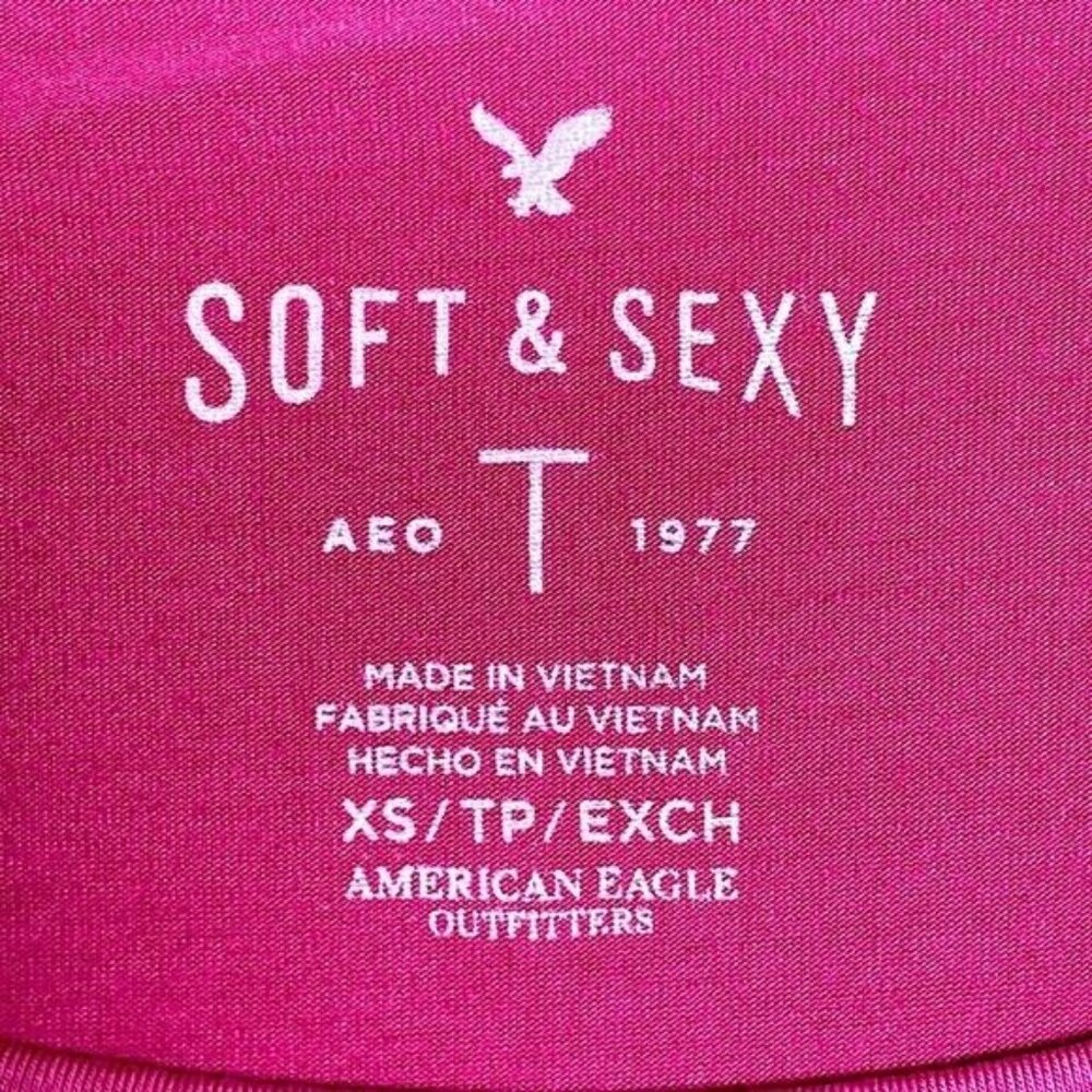 American Eagle Outfitters Viscose Spandex Soft Sexy Tee Mauve Long Sleeve Off Sh - Picture 7 of 8